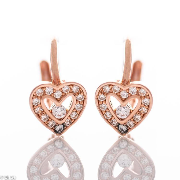 Rose silver earrings - Hearts