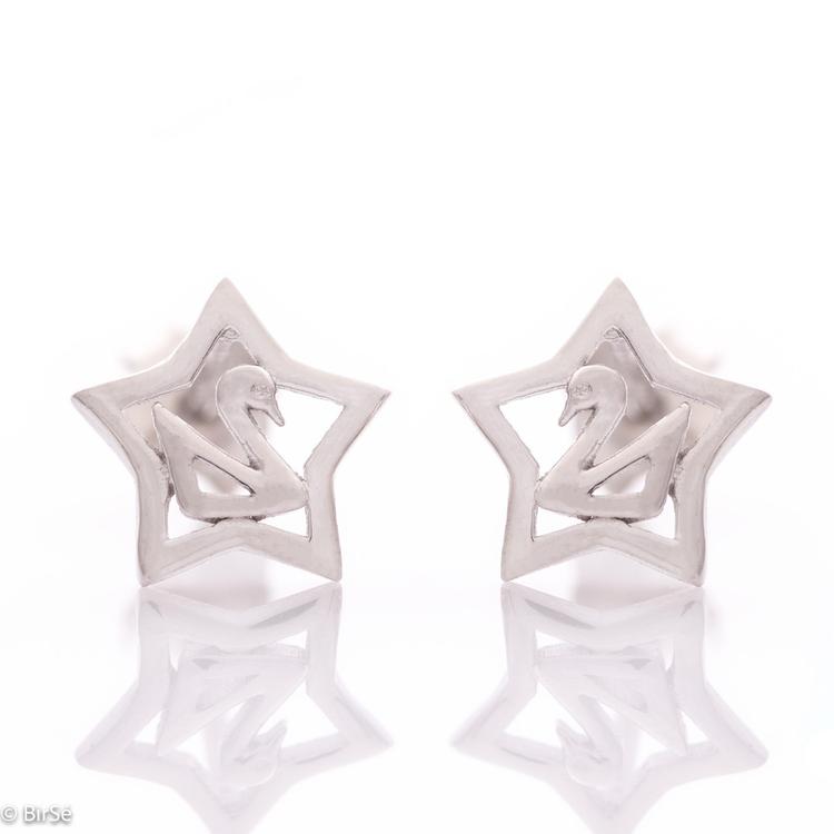 Silver Earrings - Star and Swan