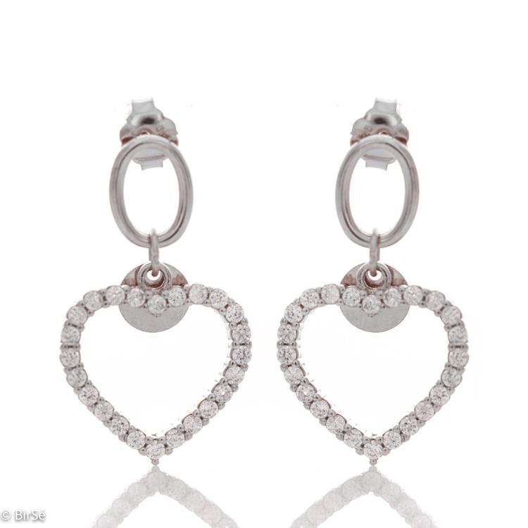 Silver Earrings - Hearts of Zircons