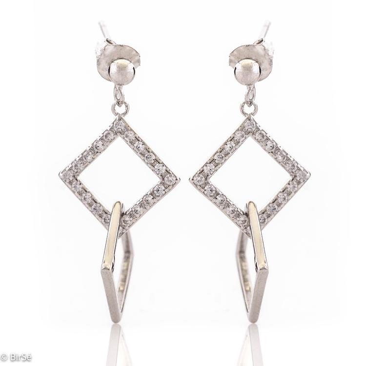 Silver Earrings - Hanging Rhombuses