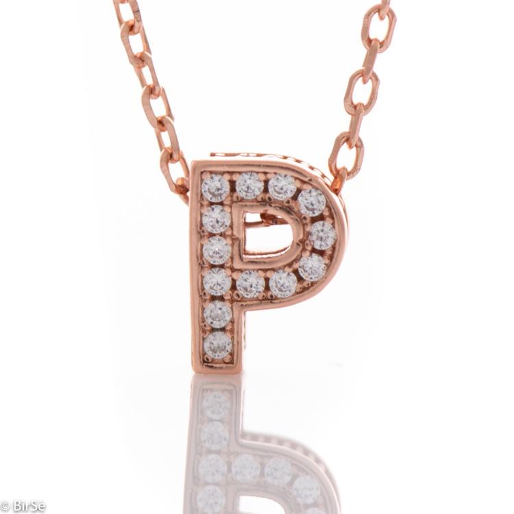 Silver necklace - letter P 