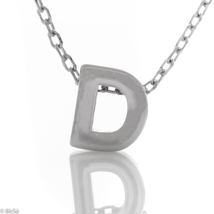 Silver necklace - letter D 