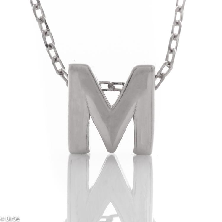 Silver necklace - letter M 