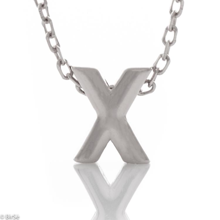 Silver necklace - letter X 