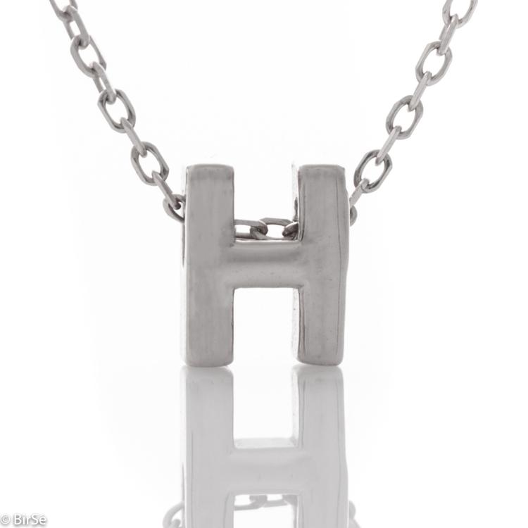 Silver necklace - letter H 