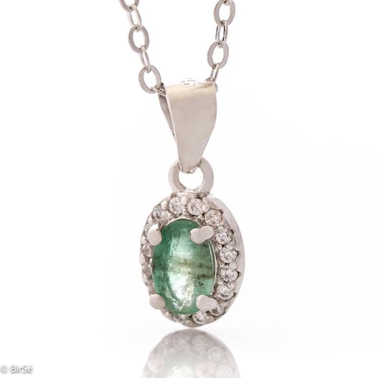 Silver necklace - Natural emerald 0,52 ct.