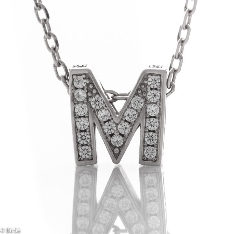 Silver necklace - letter M