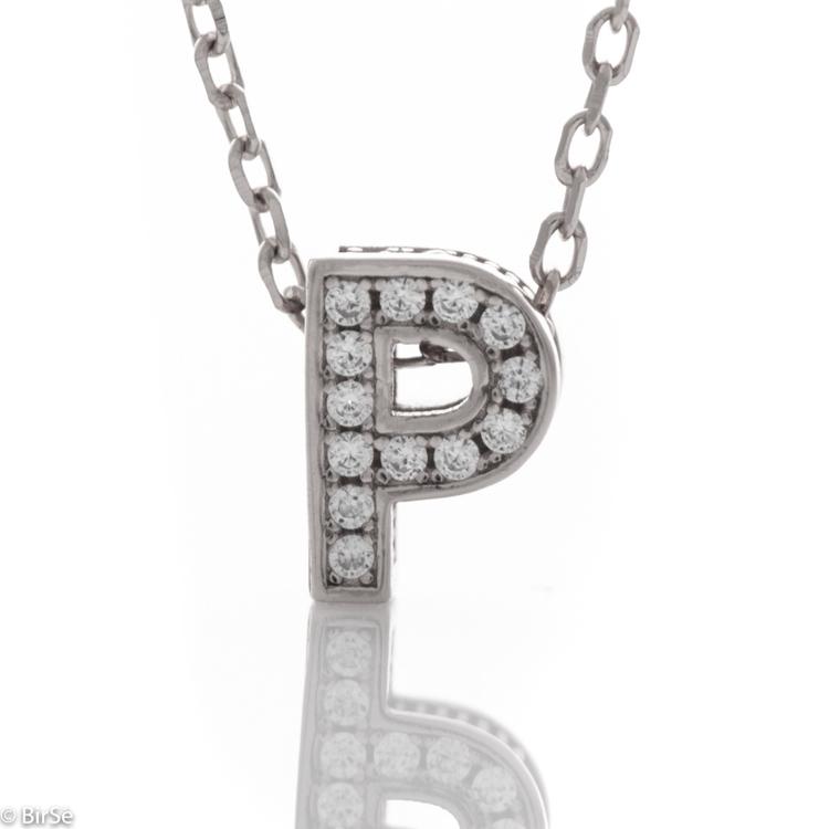 Silver necklace with letter P