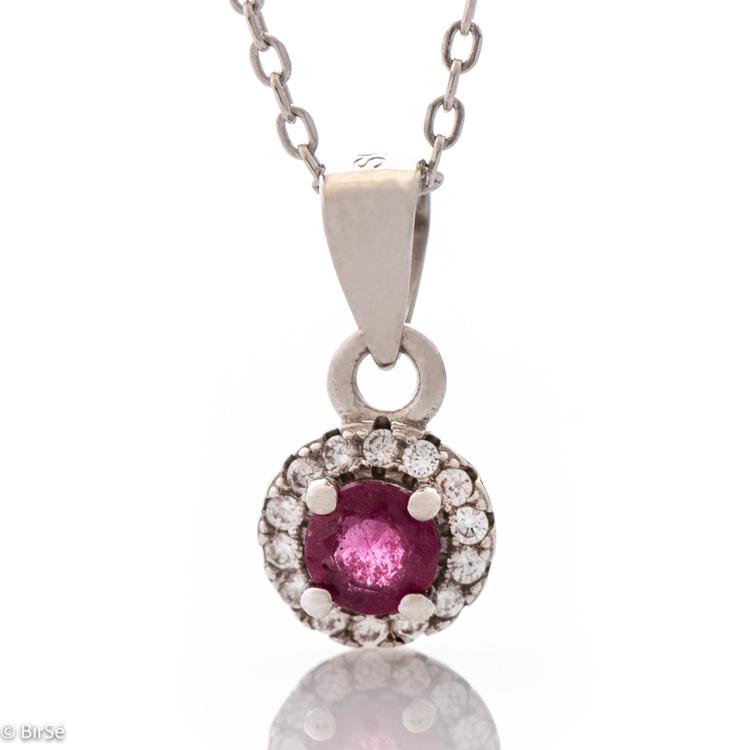 Silver necklace – Natural Ruby 0,34 ct.