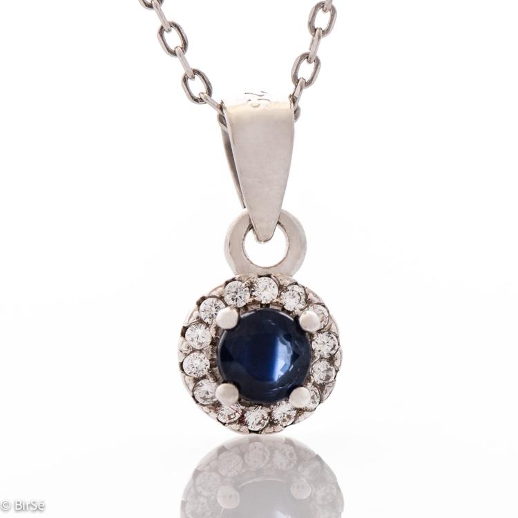 Silver necklace – Natural Sapphire 0,34 ct.