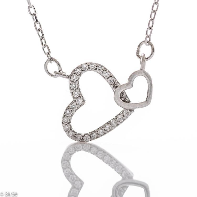 Silver necklace - Hearts 