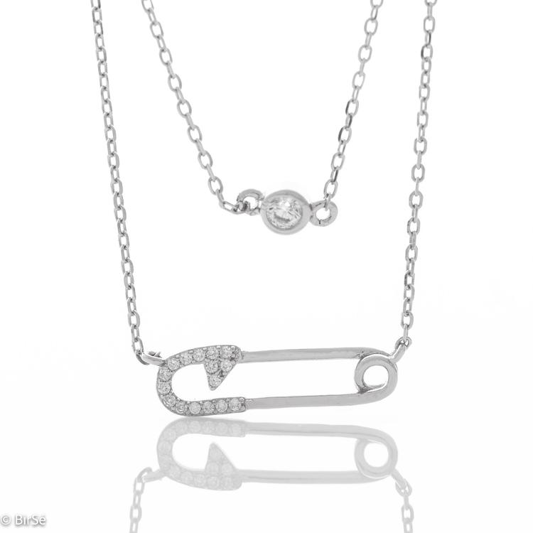 Silver necklace - Safety needle