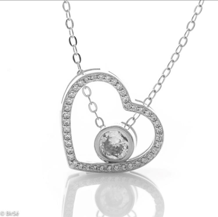 Silver necklace - Dancing zircon