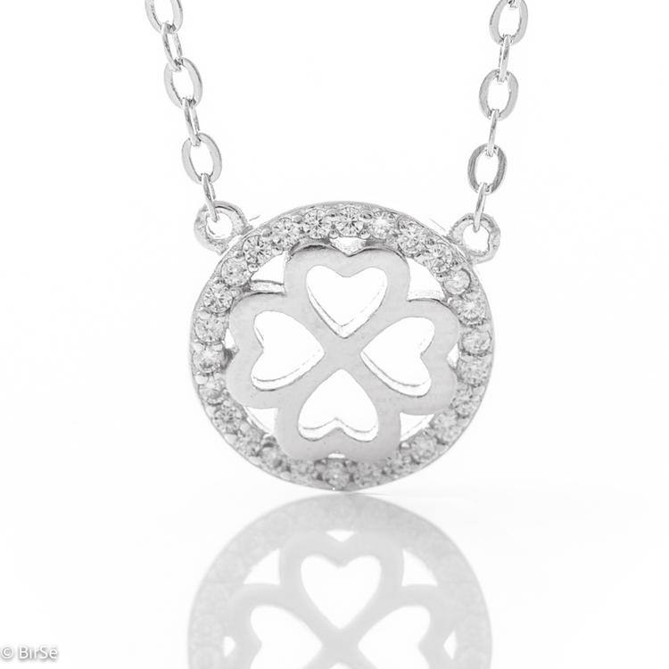 Silver necklace - Four-leaf clover