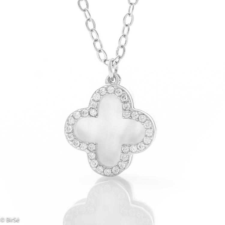 Silver necklace - Two clovers