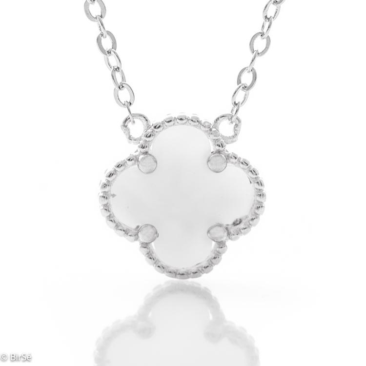 Silver necklace - Clover Mother of pearl