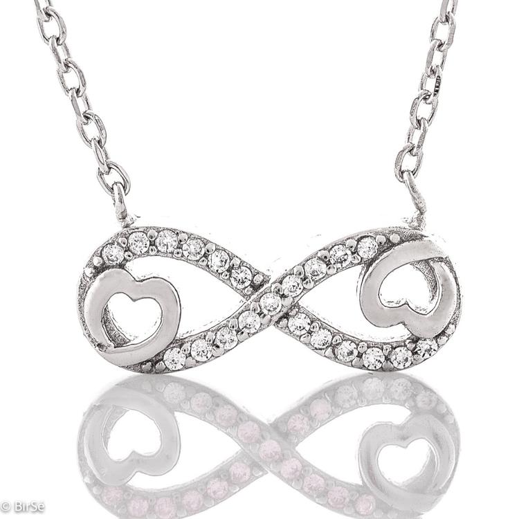 Silver Necklace - Two Hearts and Infinity