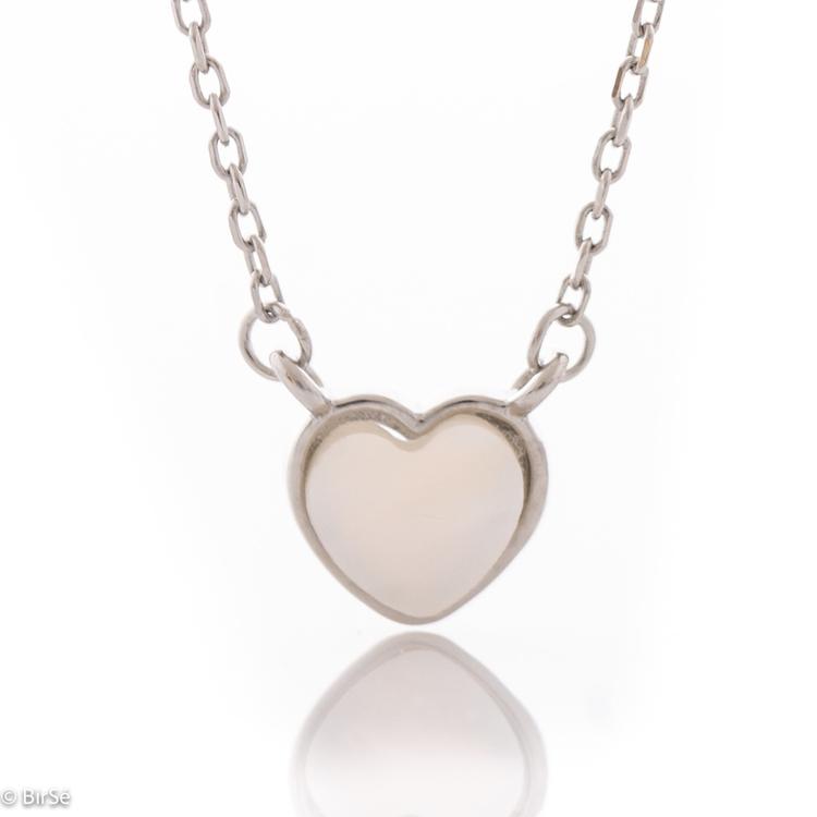 Silver Necklace - Heart of Mother of Pearl