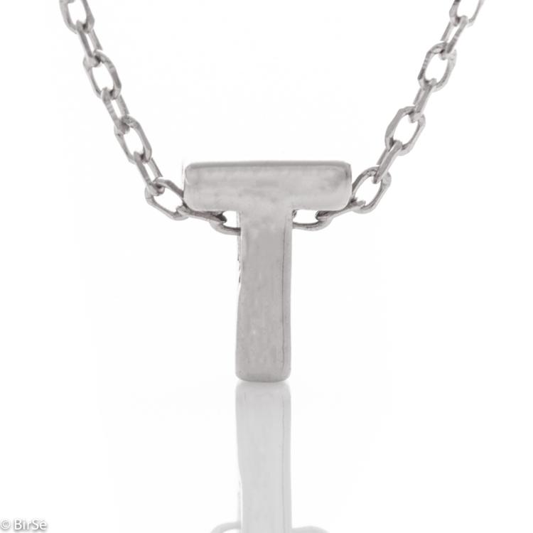 Silver necklace - letter T 