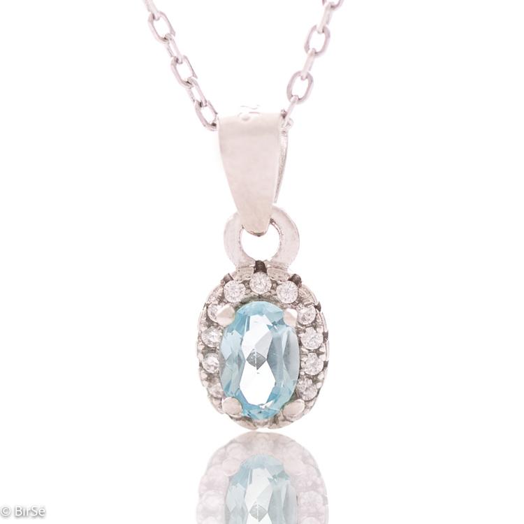 Silver necklace - Natural Blue Topaz 0,28 ct.