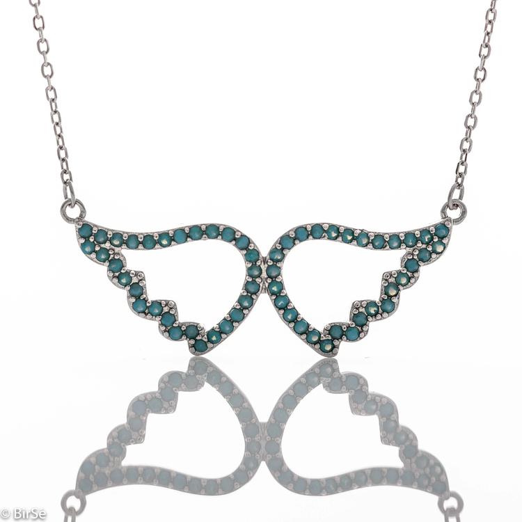 Silver necklace - turquoise angel wings 