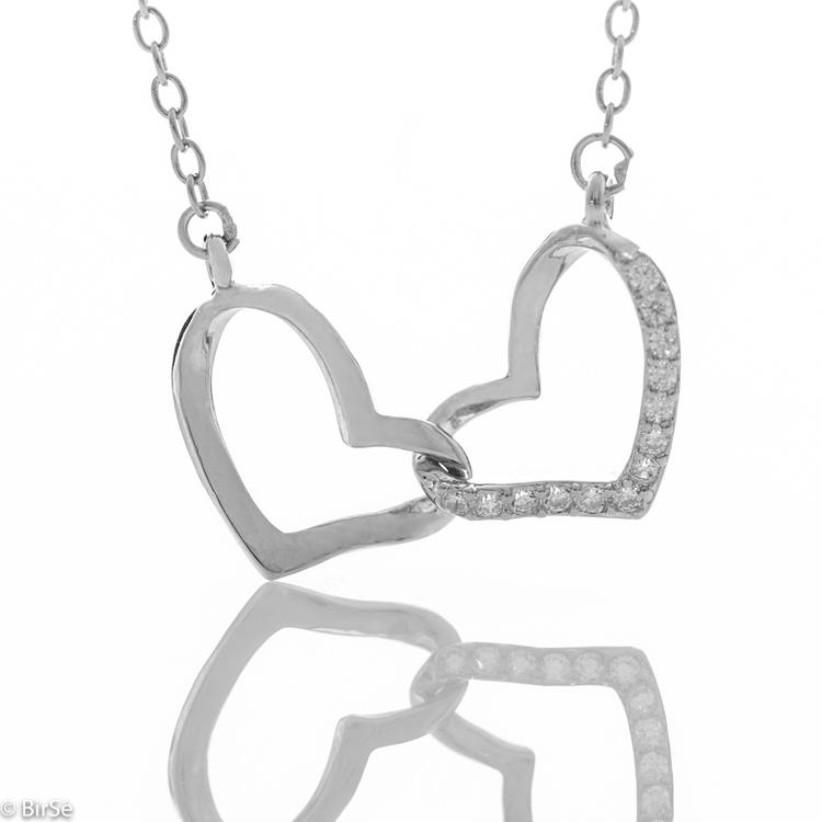 Silver Necklace - Hearts in Love 