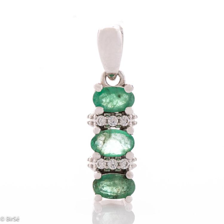 Silver pendant - Natural emerald 0,75 ct.