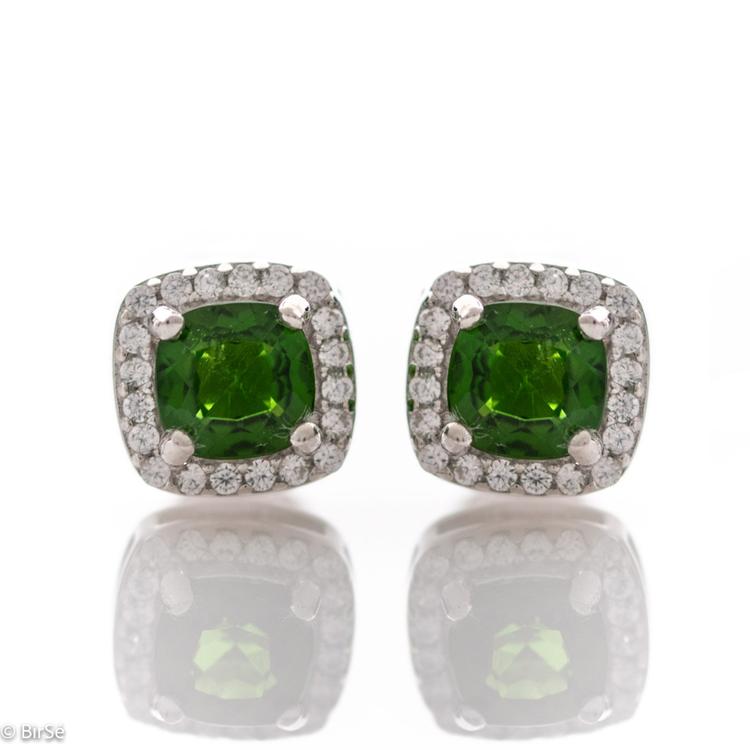 Silver earrings - Natural Chrome Diopside 0,90 ct