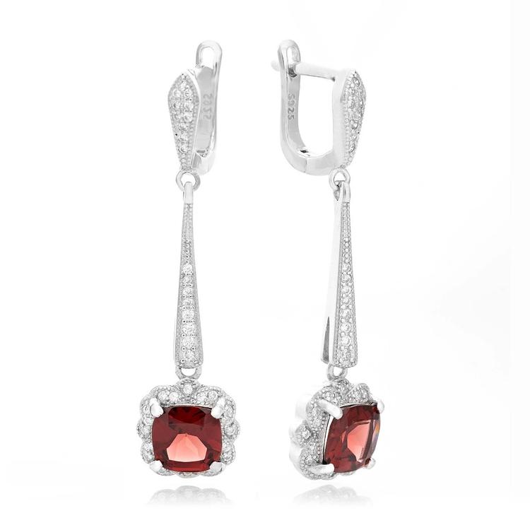 Silver earrings - Natural garnet 3,20 ct