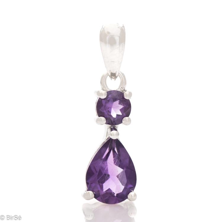 Silver pendant - Natural Amethyst 1,05 ct.