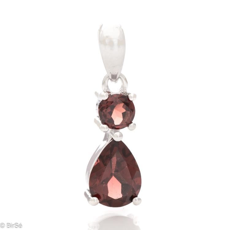 Silver pendant - Natural garnet 1,05 ct.