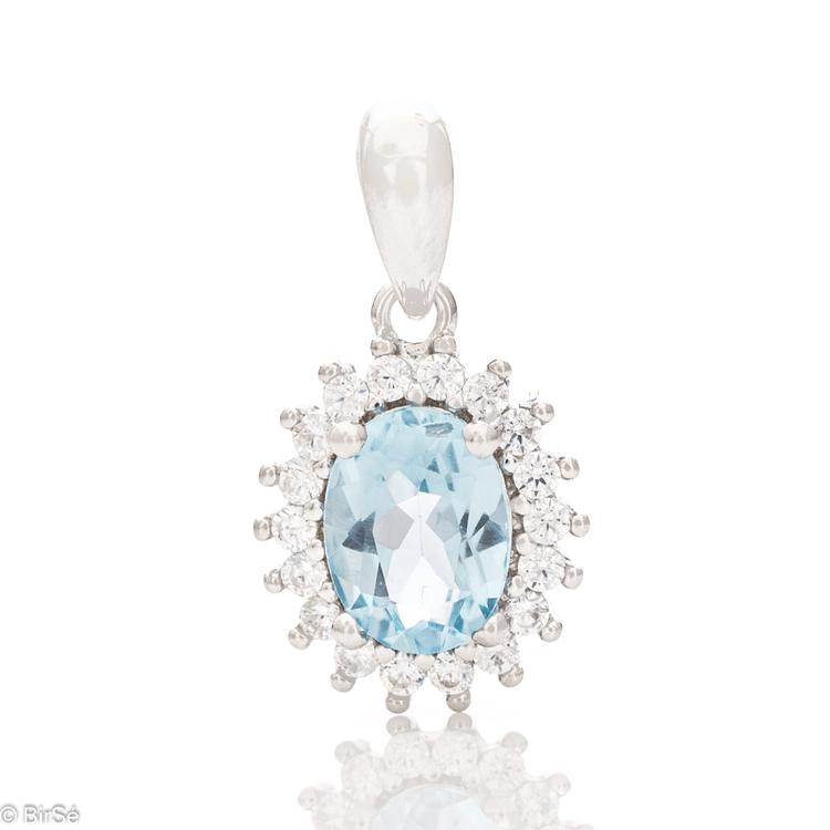 Silver pendant - Natural Blue Topaz 1,60 ct.