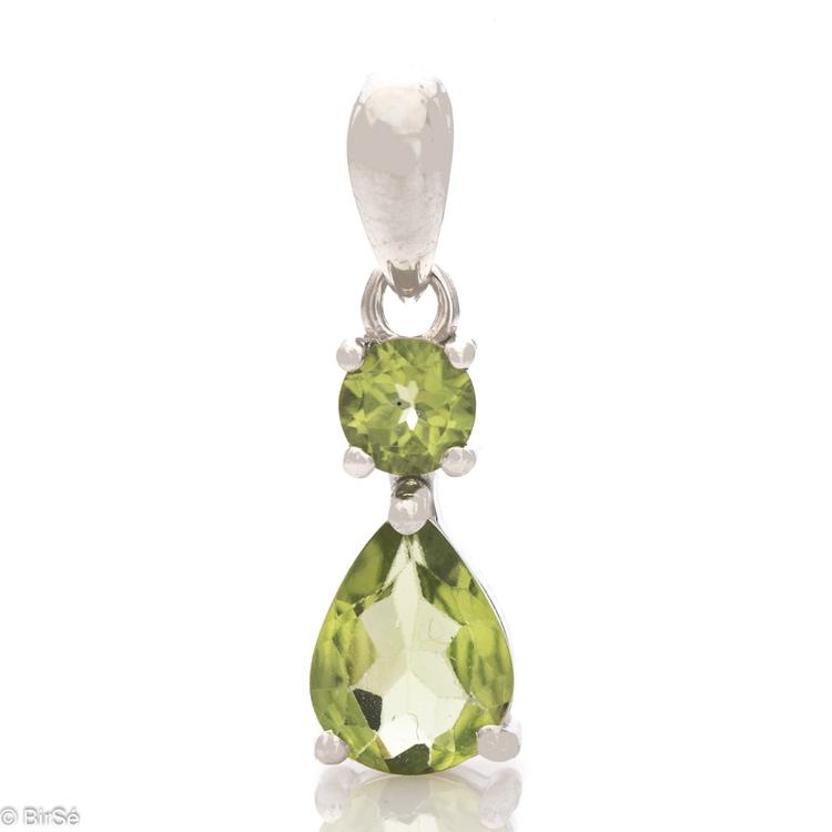 Silver pendant - Natural peridot 1,06 ct.