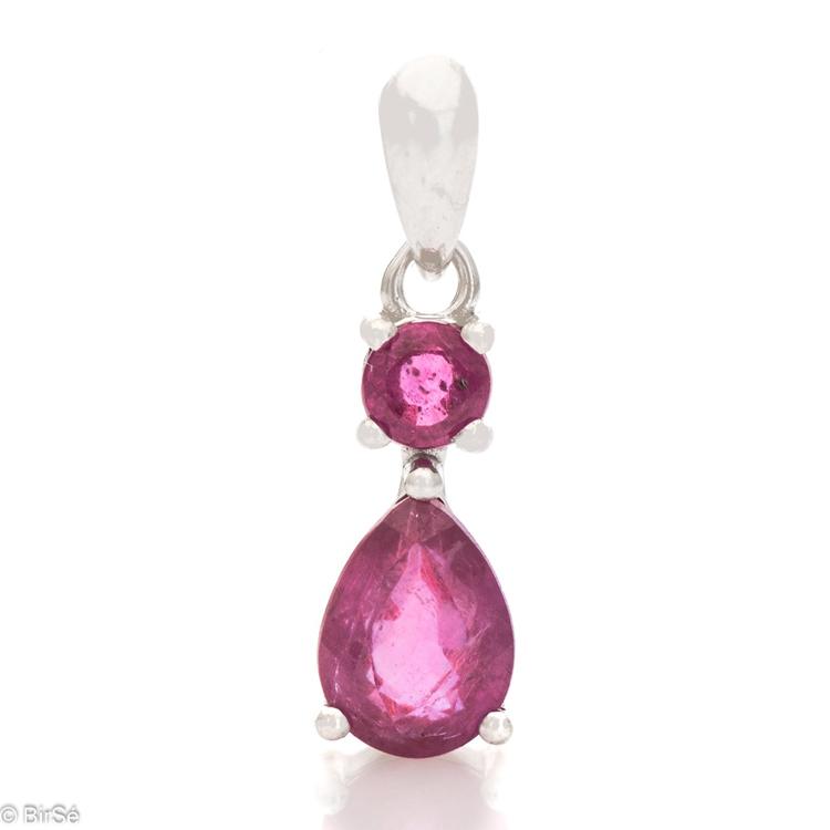 Silver pendant - Natural Ruby 1,34 ct.