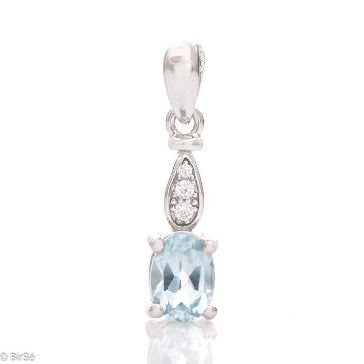 Silver pendant - Natural Blue Topaz 0,57 ct.