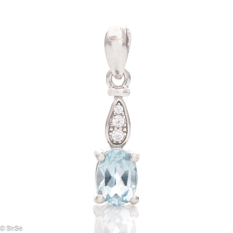 Silver pendant - Natural Blue Topaz 0,57 ct.