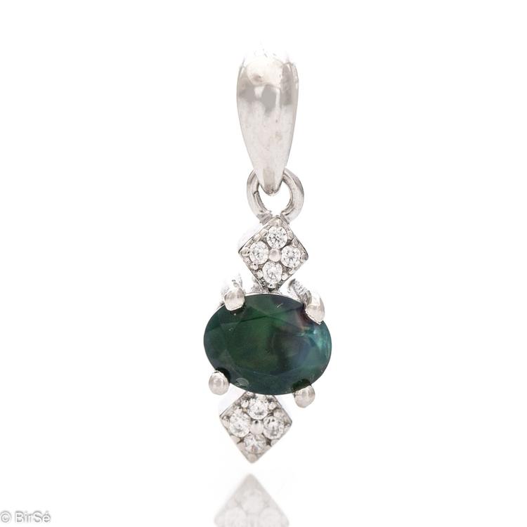 Silver pendant - Natural Black Opal 0,78 ct.