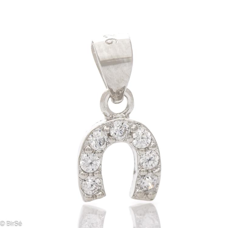 Silver pendant - Horseshoe with Zirconi