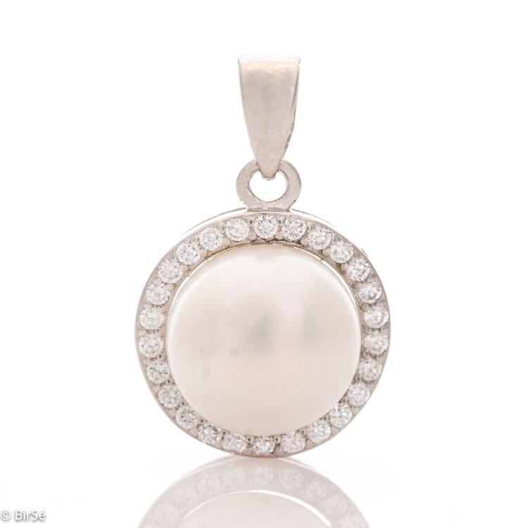 Silver pendant - Pearl § Zirconi