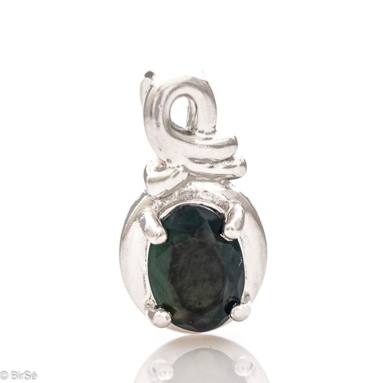 Silver pendant - Natural Black Opal 0,47 ct.