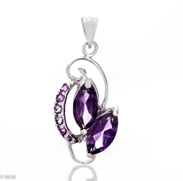 Silver pendant - Natural Amethyst 2,08 ct.