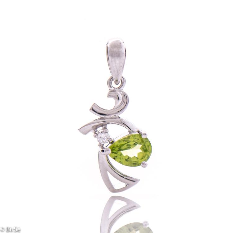 Silver pendant - Natural peridot 0,45 ct.