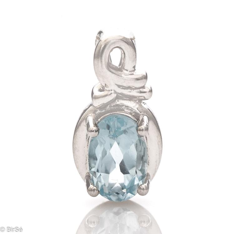 Silver pendant - Natural Blue Topaz 1,10 ct.