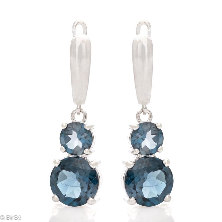 Silver earrings - Natural London topaz 7,00 ct.
