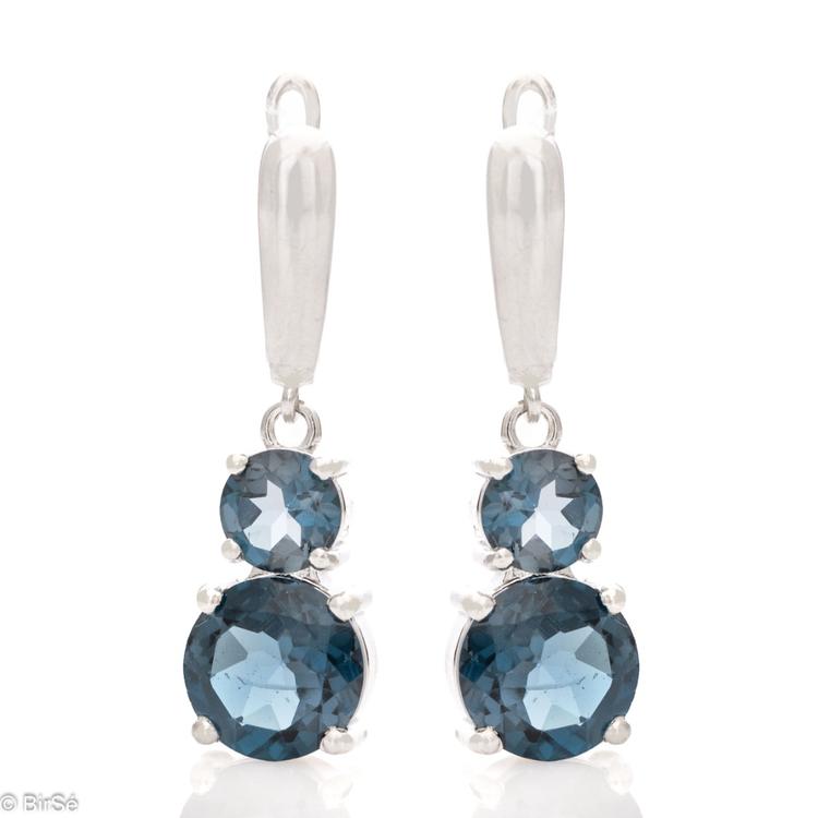 Silver earrings - Natural London topaz 7,00 ct.