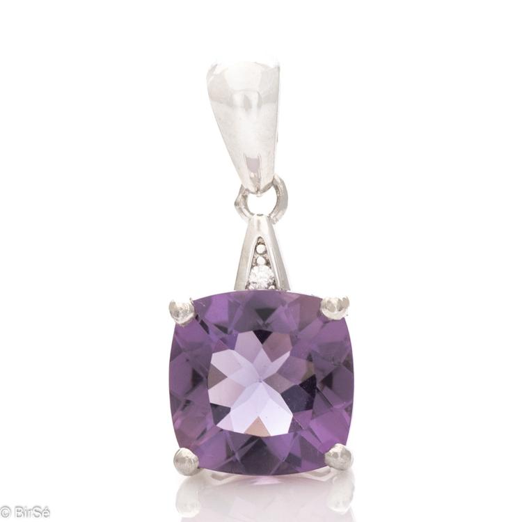 Silver pendant - Natural Amethyst 3,30 ct.