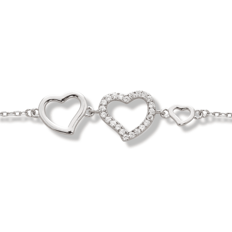 Silver Bracelet - Three Hearts