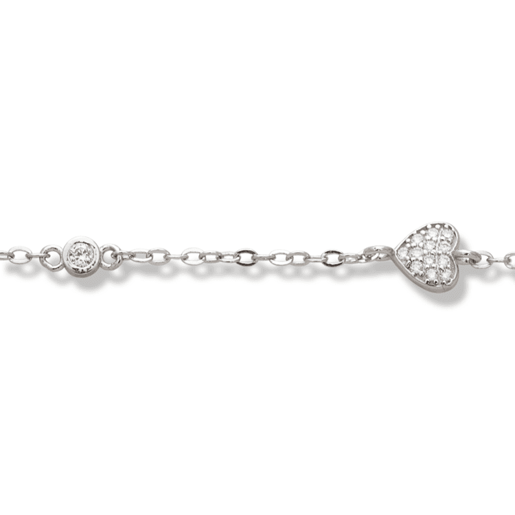 Silver bracelet - Heart and Zirconi