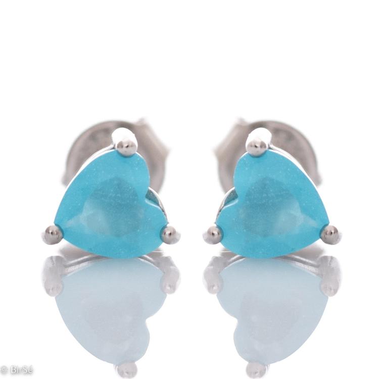 Silver earrings - Turquoise Hearts