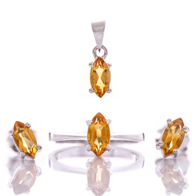 Silver set - Natural citrine